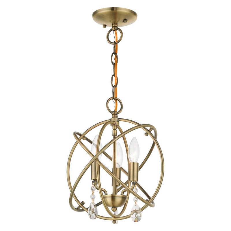 Livex Lighting 40903-01 Aria Collection 3-Light Convertible Chandelier/Semi Flush Mount Ceiling Light, Antique Brass - Image 5
